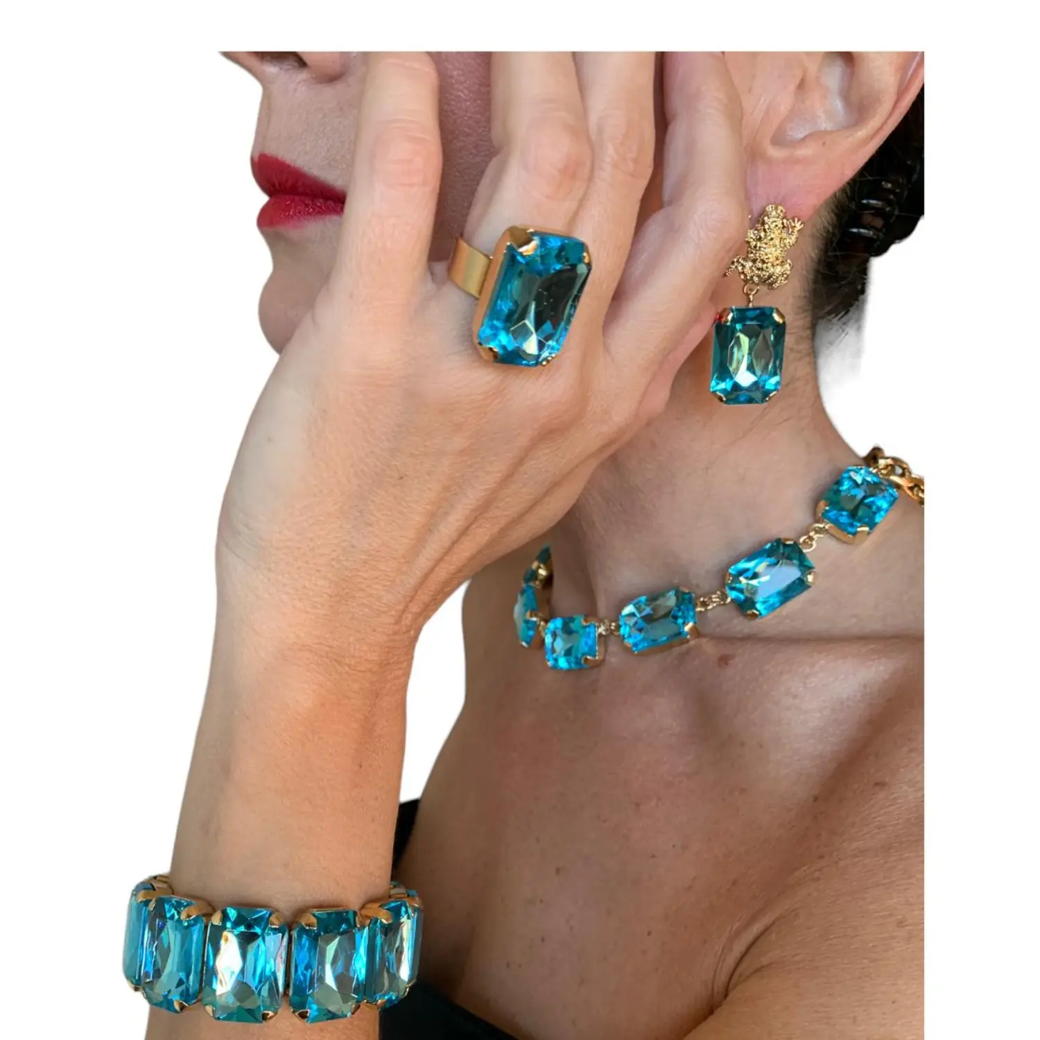 Orecchini Armonia color Acqua Azzura con motivo Rana - immagine 6