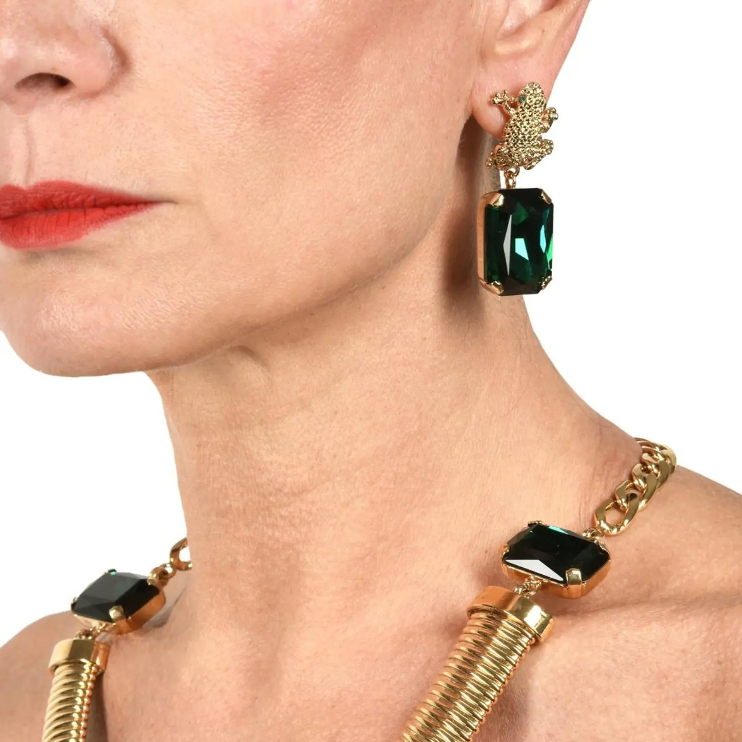 Orecchini Armonia color Verde Smeraldo con motivo Rana - immagine 3