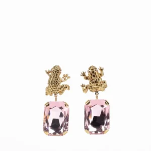 Orecchini Armonia con Cristallo Rosa e motivo Rana