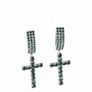Orecchini Bellona Croce Verde Smeraldo