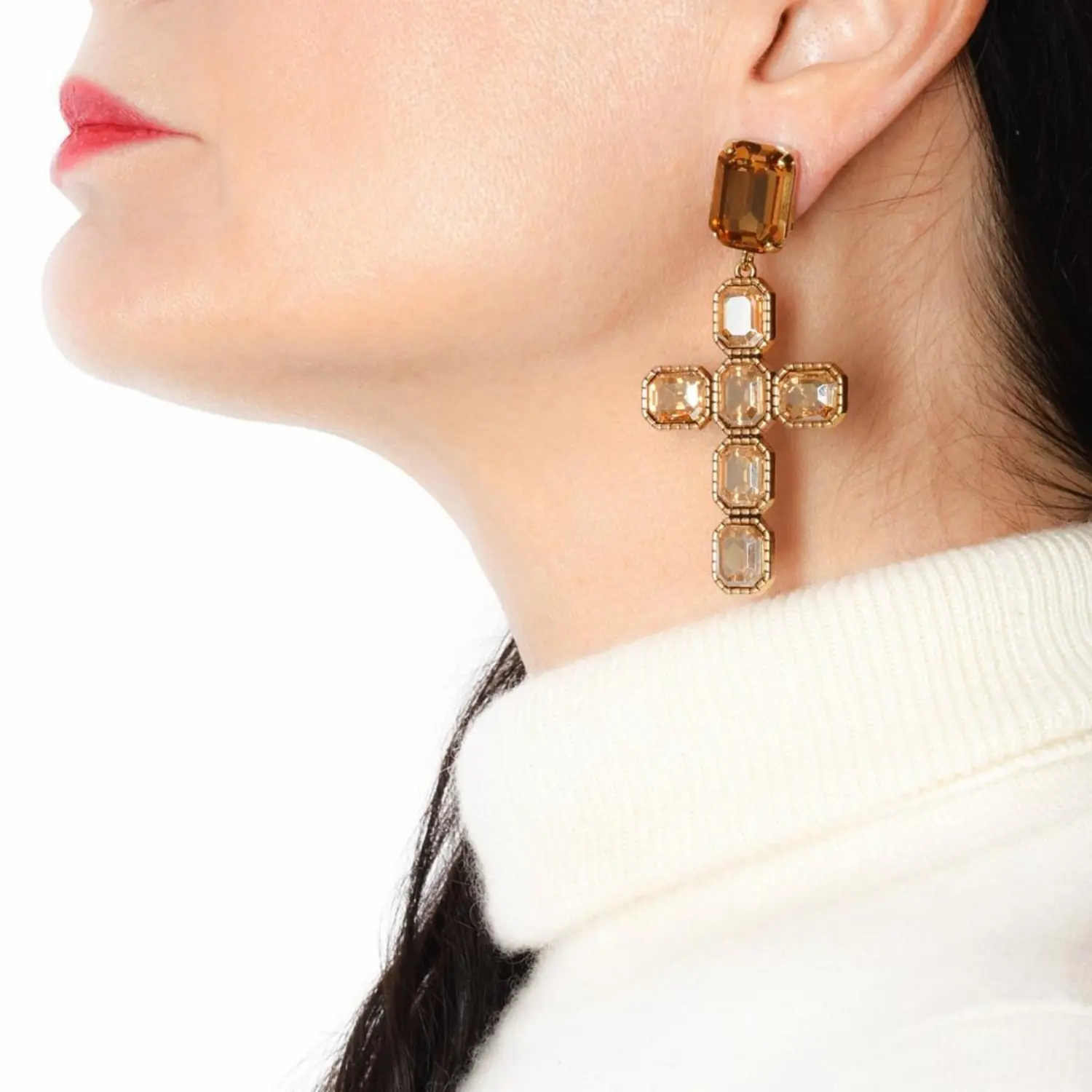 Orecchini Calliope Croce color Oro - immagine 2