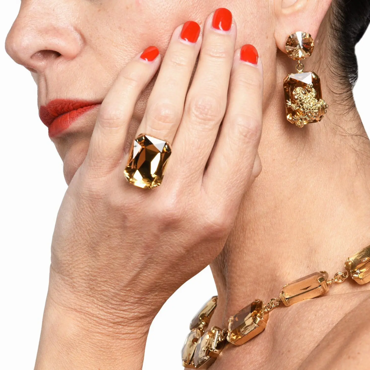 Anello Celeste con Cristallo color Oro - immagine 4