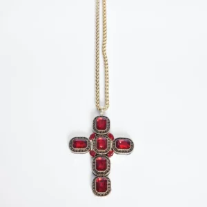 Collana Artemide Croce con Cristalli color Rosso