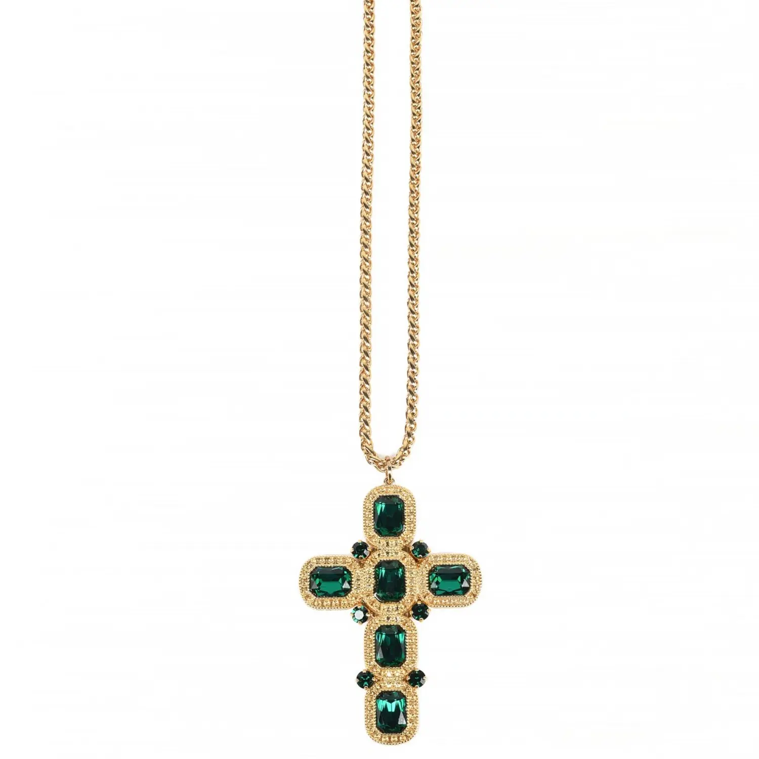 Collana Artemide Croce con Cristalli color Verde - immagine 2