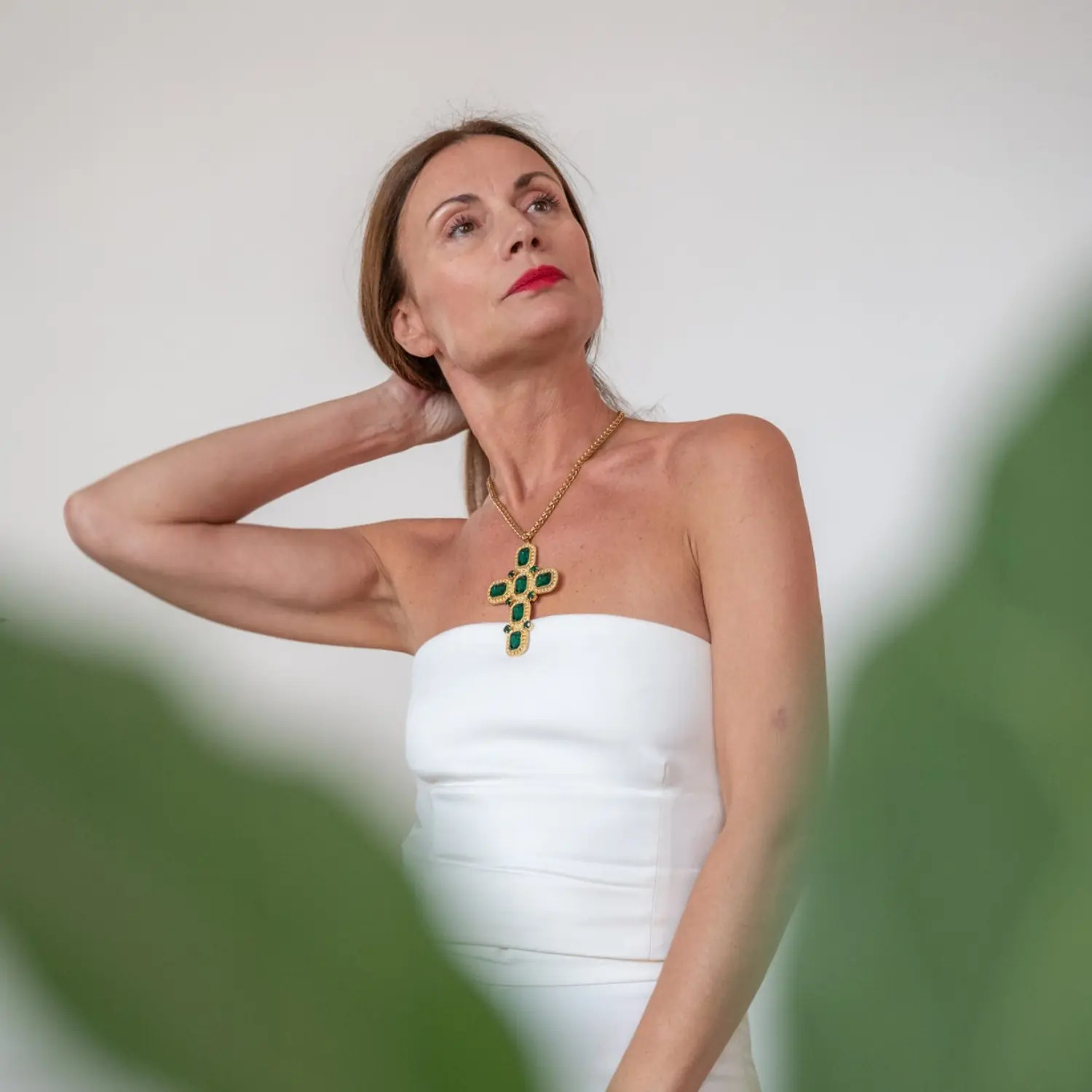 Collana Artemide Croce con Cristalli color Verde - immagine 4