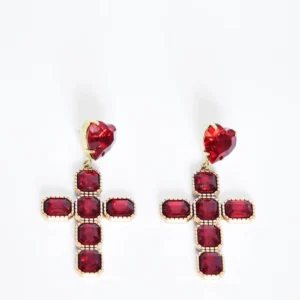 Orecchini Diana Croce color Rosso