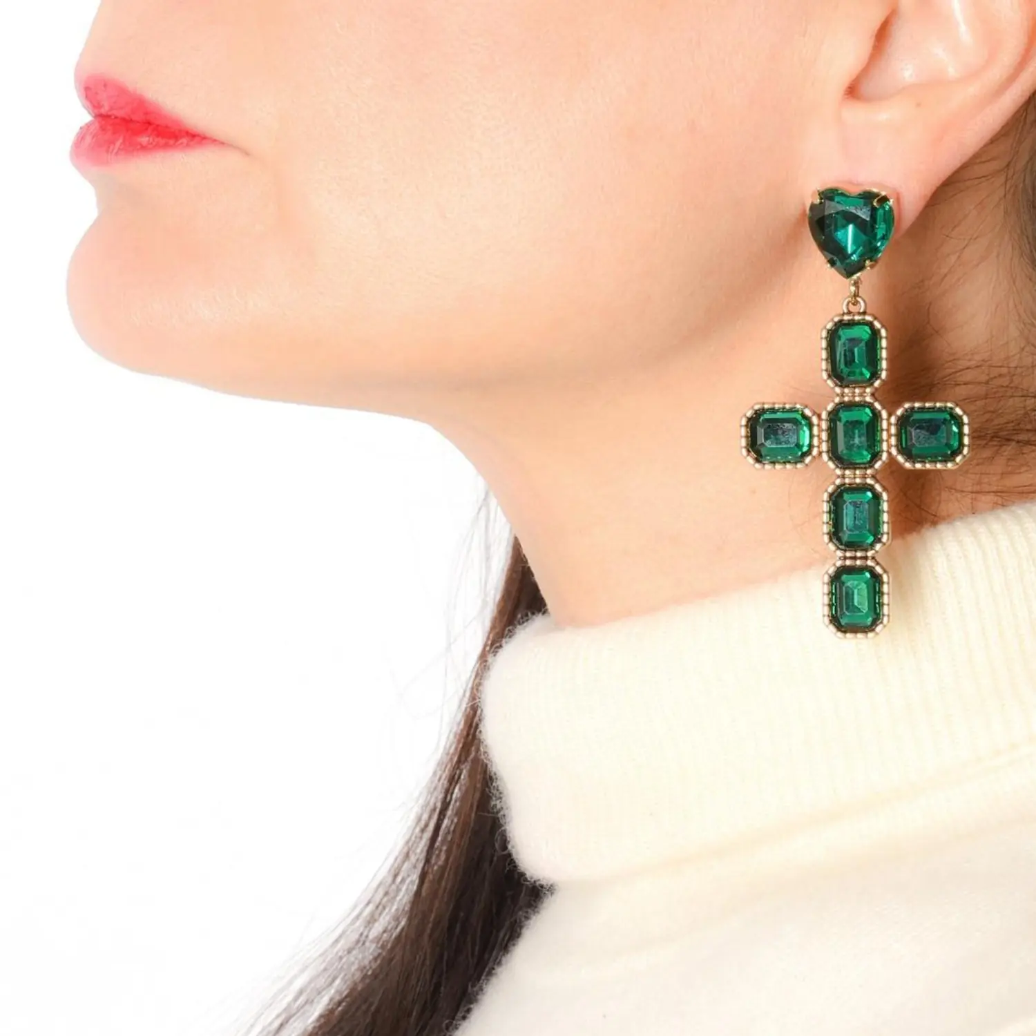 Orecchini Diana Croce color Verde - immagine 2