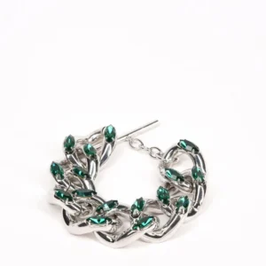 Bracciale Veronica placcato Argento con Cristalli Verdi