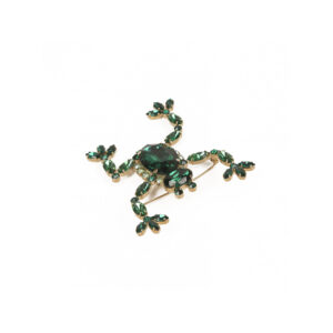 Spilla Rana con Cristalli color Verde Smeraldo