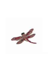 Spilla Libellula con Cristalli e Strass color Fuxia