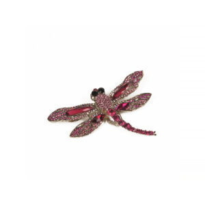 Spilla Libellula con Cristalli e Strass color Fuxia