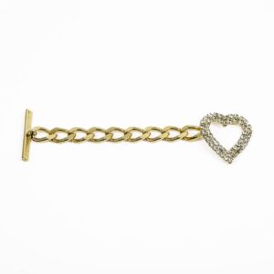 Bracciale Bianca a Caterna color Oro con Cuore in Strass